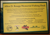 Allen D. Knapp Memorial Fishing Dock sign.
