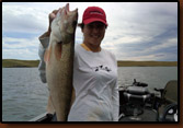 Fawn Withorn fishing at Oahe, Cheyenne Creek July 3 -4, 2009.